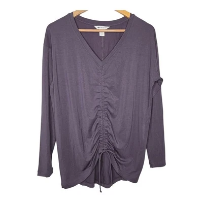 Top Athleta Mujer Noche Púrpura Cuello en V Talla Grande Cruzado Acanalado Mediano Foto 1 de 4