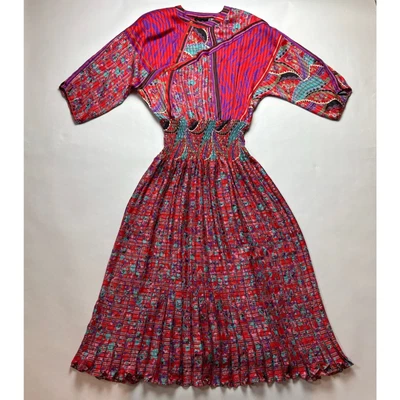 Vintage 80s Diane Freis Georgette Dress L Boho Maxi Signature Whimsy Fairy Gypsy - image 1 of 4