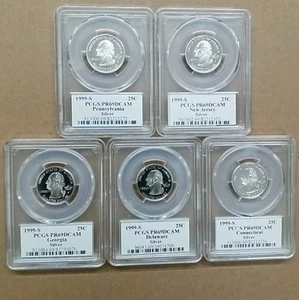 1999 S Silver Proof Quarter Set PCGS PR69DCAM 5 Coins - Picture 1 of 3