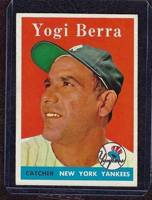 1958 Topps Baseball #370 Yogi Berra, Yankees de Nueva York, Salón de la fama, en muy buena condición-excelente, ¡centrado! Foto 1 de 2
