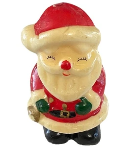 Vintage Christmas Santa Holding A Bell Wax Candle 6” Unused Figural Imperfect - Picture 1 of 11