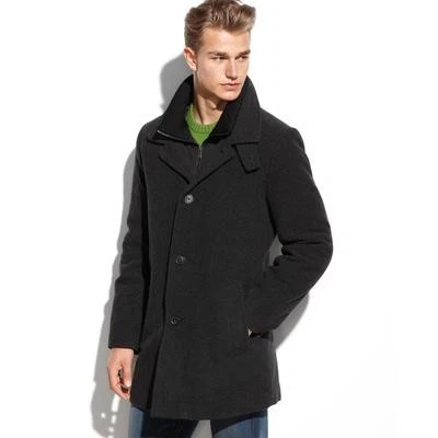 Calvin Klein Mens  fit Overcoat Coat 46 L Black Solid - Image 1 of 3