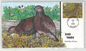 2003 COLLINS HANDPAINTED ALASKA ARCTIC TUNDRA BIRDS WILLOW PTARMIGAN GROUSE - Picture 1 of 1