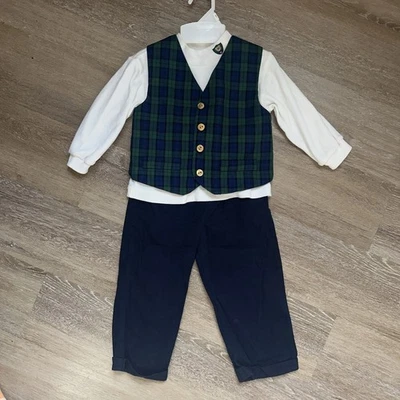 Chaleco de Colección Años 90 Niño Navidad Vacaciones Traje 24 Meses Navidad 3 Piezas Oso Cuello Simulado Foto 1 de 4