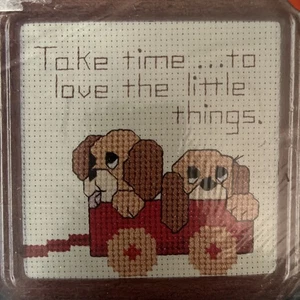 Vintage Dale Burdett Cross Stitch Kit "Puppies in Wagon" CK278 - Picture 1 of 3