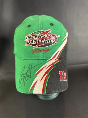 De Colección Nascar Sombrero Interestatal Baterías 18 Bobby Labonte Firmado Sombrero con Correa Foto 1 de 4