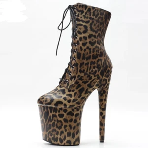 Sexy Botas al tobillo de leopardo con cremallera lateral con punta redonda para mujer - Imagen 1 de 6
