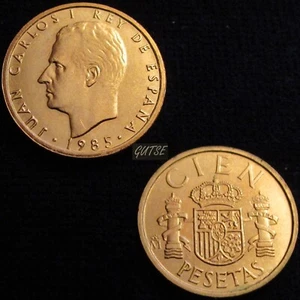 Gutse J.Carlos I> 3, 100 Pesetas 1985, Pile Lisse, Paillette, Sans Circulaire - Picture 1 of 1