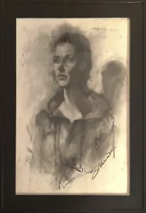 ✨ CARL ORTMAN Charcoal Art Portrait 'Take a Moment' OOAK 2021 SIGNED gerahmt - Bild 1 von 5