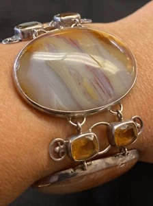 Pulsera ágata plata esterlina vintage - 5W - Imagen 1 de 10