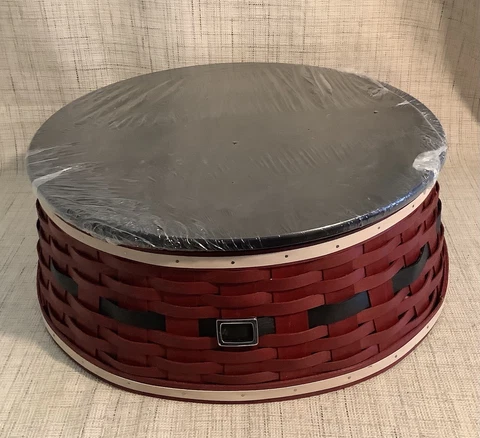 Longaberger 2015 Santa Belly Tree Skirt w/ Woodcrafts Lid Cover
