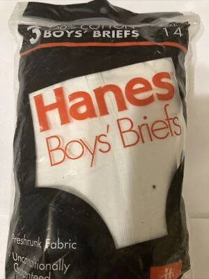 CUECA DE ALGODÃO BRANCA VINTAGE, NOVA HANES 1992 MENINOS TAMANHO 14  - Imagem 1 de 3