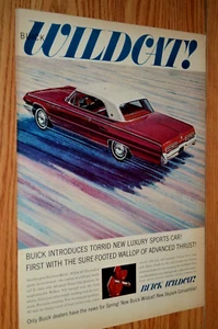 Buick Wildcat 1962 original gran anuncio vintage impreso anuncio 62 - Imagen 1 de 1