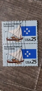 U. S. 25c MICRONESIA STAMPS SCOTT#? Used Pair - #B376 - Picture 1 of 2