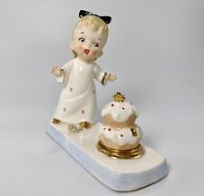 New listing
		Vintage Napco Girl Angel with Birthday Cake Surprise S571F Rare Figurine Gold