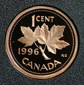 1996 Canada 1 cent Penny - maple leaf design coin bronze minting w proof finish - Picture 1 of 2