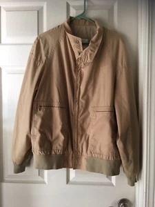 London Fog Men's Jacket 4 Pockets Sz 46 Tan EUC Zipper MISSING 2 Buttons front - Picture 1 of 10