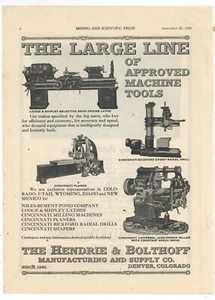 1920 Hendrie & Bolthoff Mfg. & Supply Co. Ad: Lodge & Shipley, Cincinnati Lathe - Picture 1 of 1