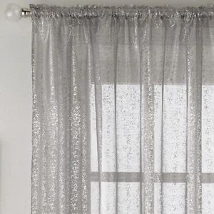 Funkelnde Pandora Vorhänge Voile Netz Halo silbergrau Schlitz Top Panel 137cm 54 Zoll Neu - Bild 1 von 6