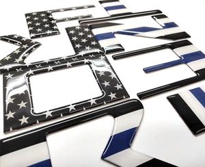 3D US FLAG BLUE LINE DOMED FRONT GRILL LETTER FOR NISSAN FRONTIER 2022-24 US MAD - Picture 1 of 1