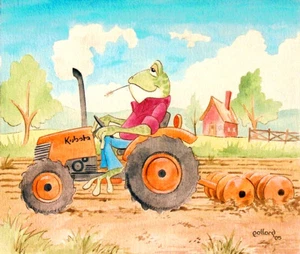 Tractor RANA Kubota por pollard 8x10 firmado arte impresión dibujos animados agrícolas - Imagen 1 de 3
