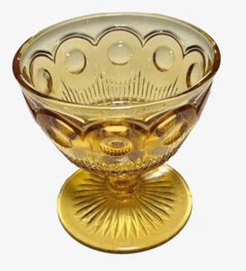 Amber Glass Sherbet Cup Bartlett Collins Manhattan Bulls Eye  Stemmed 3 1/2" - Bild 1 von 11