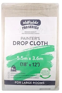 Paint Drop Sheet Oldfields Heavy Duty Painter's Canvas Cloth 12' x 18' 3.66x5.5m - Picture 1 of 2
