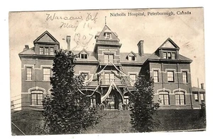 (6780) 1907 PHOTO P/C PETERBOROUGH,ON NICHOLLS HOSPITAL VERT.CREASE - Picture 1 of 2