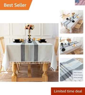 Elegante mantel impermeable con borla - Perfecto para 6-8 arreglos de asientos Foto 1 de 4