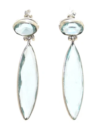 Orecchini 925 Argento Sterling Zircone Pietra Artigianale Donna Regalo G441 - Immagine 1 di 4