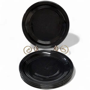 4pc Mainstays Rich Black Stoneware Dinner Plates 10.5" - Picture 1 of 10