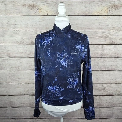 Columbia Ballona Azul Floral Rendimiento Atlético Pullover Sudadera Pequeña Nueva con Etiquetas Foto 1 de 4