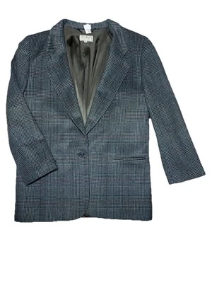 Blazer LL Bean Chaqueta de Lana Cachemira Pata de Gallo Cuadros Talla 14R De Colección Foto 1 de 4