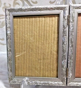 Vintage Hinged Picture Frame Ornate Silver tone Metal Holds 2- 4.75 x 6.5 Photo - Picture 1 of 14