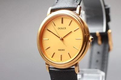 Vintage 1991 Seiko Dolce 5E31-6C20 Gold Round HAQ Quartz Mens Watch From JAPAN - Image 1 of 4
