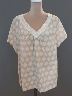 Blusa Haven Live Well XXL Beige Blanco Algodón Ligera Costera Limpia Niña Foto 1 de 4