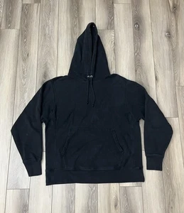 Sudadera con capucha Champion tejido inverso negra grande de peso pesado para hombre - Imagen 1 de 9