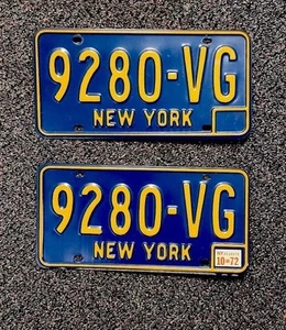 Par de placas de matrícula vintage azules de los años 60 del estado de Nueva York 9280-VG ¡Bonitas! - Imagen 1 de 4