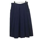 Vintage Leslie Steven Blue Pleated Lined Wool Blend Modest Length USA Made Skirt