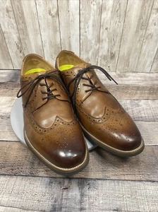 Florsheim Comfortech Mens Dress Shoes Light Brown Leather Derby Wingtip 10 M - Picture 1 of 16