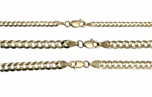 Solid 10k Yellow Gold 3MM-5MM Cuban Link Chain Necklace 16" 30" - Picture 1 of 4
