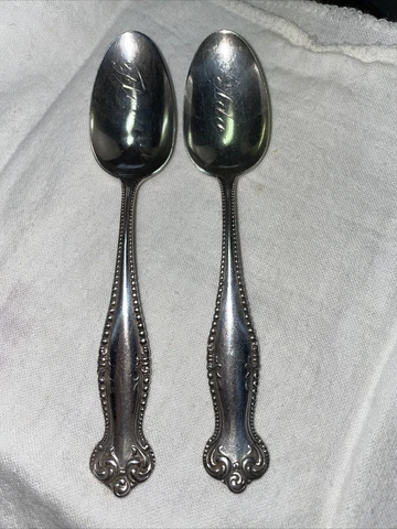Towle Canterbury 1893 Sterling Silver Teaspoons  5 1/2”  Different Mono on Each Cover
