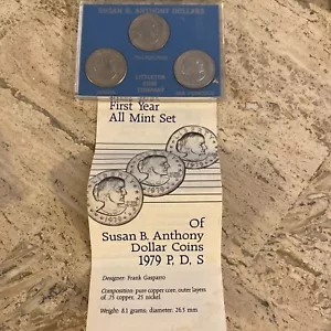 1979 P-D-S Susan B Anthony Dollar Coin First Year All Mint Set Littleton Coins - Picture 1 of 9
