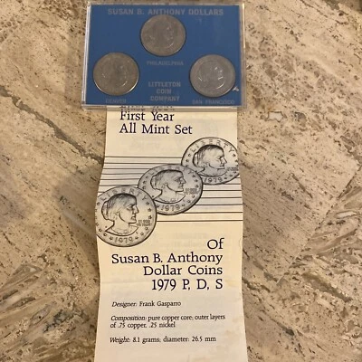 1979 P-D-S Susan B Anthony Dollar Coin First Year All Mint Set Littleton Coins - Image 1 of 4