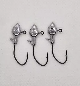 400 1/32 Blei Minnow Kopf unlackiert Jig Eagle Claw #2 Sichelhaken - Bild 1 von 2