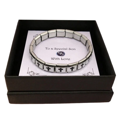 Jungen Armband Mit Kreuze, Christlich Geschenk für Heilige Erstkommunion, Taufe - Bild 1 von 4