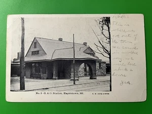 B & O Train Station ~ Hagerstown, Maryland MD Postcard ~ No. 2, Railroad ~ 1906 - Picture 1 of 3