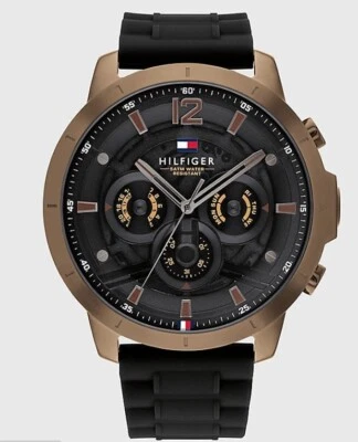 TOMMY HILFIGER CASUAL SUB-DIAL WATCH WITH BLACK SILICONE STRAP - Image 1 of 3