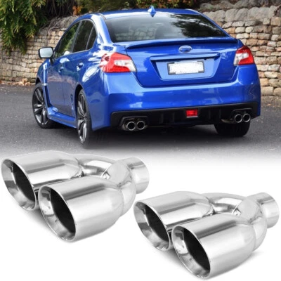 2* Car Exhaust Pipe Muffler Double Outlet Stainless Steel Tip For Subaru WRX STI - Image 1 of 4