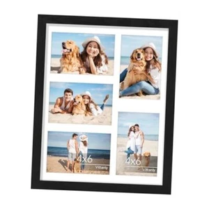 Collage Picture Frame, Displays 5Pcs 4x6 Pictures with Mat or 1Pcs 11x14 Black - Picture 1 of 7